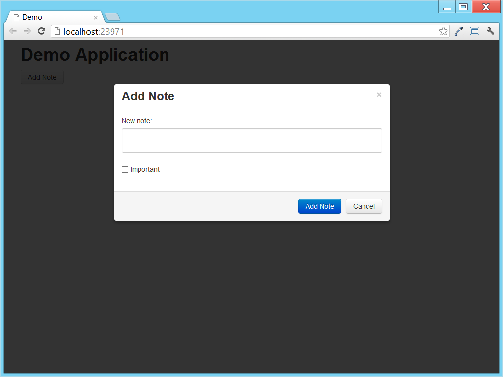 Modal Dialog Screenshot